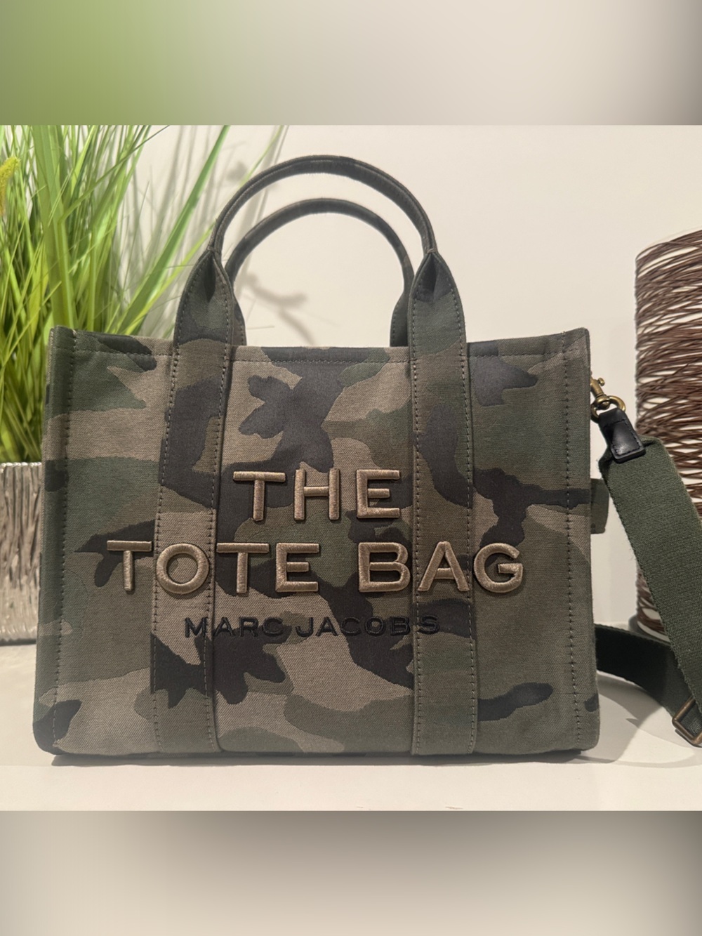 Marc Jacobs Camouflage Canvas Tote with Embroidered Logo- LIKE NEW!